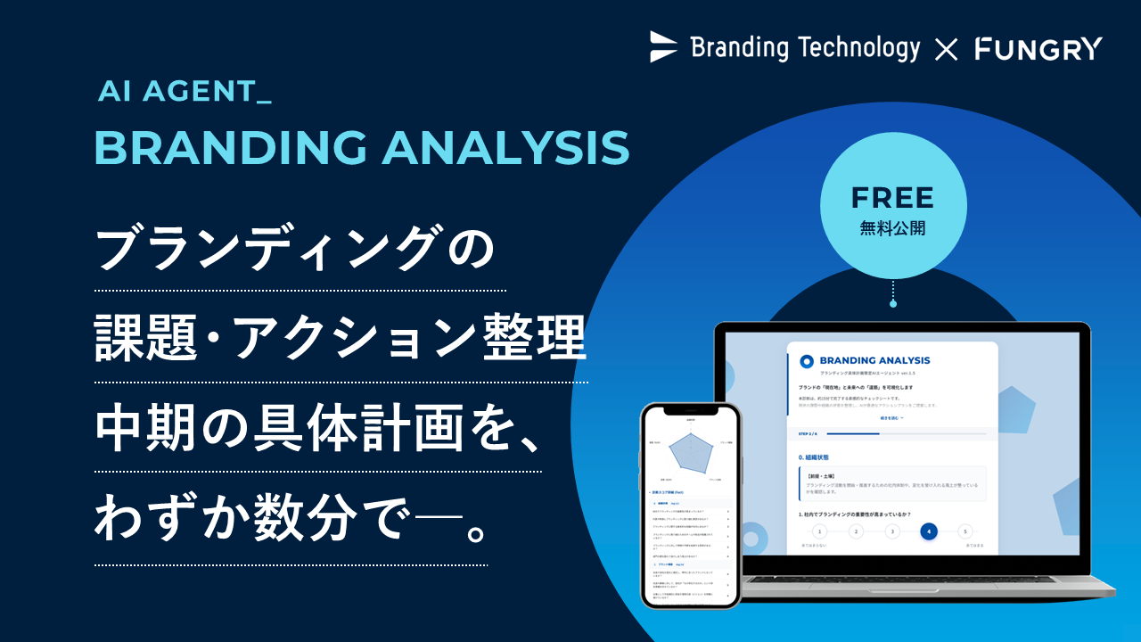 ブランディングテクノロジー、グループ会社のファングリーとブランディング具体計画策定AIエージェント「BRANDING ANALYSIS」を共同開発し無料公開